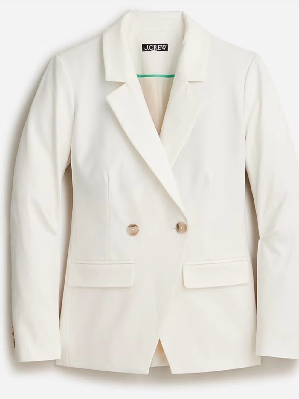 J. Crew Petite Devon Blazer in Bi-Stretch Cotton Blend- ivory